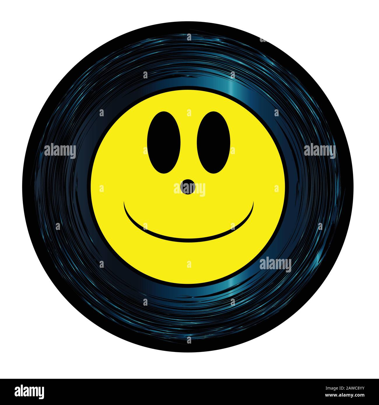 Mange svamp sne hvid Happy smily Emoji emoticon ghost face on a 45 Seven Inch Vinyl record with  yellow label over a white background Stock Vector Image & Art - Alamy