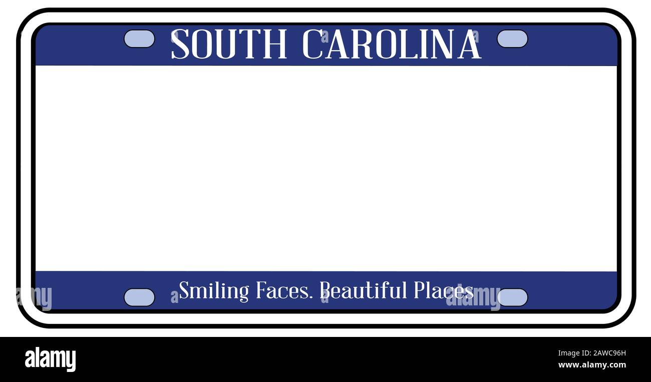 Blank South Carolina state license plate in the colors of the state