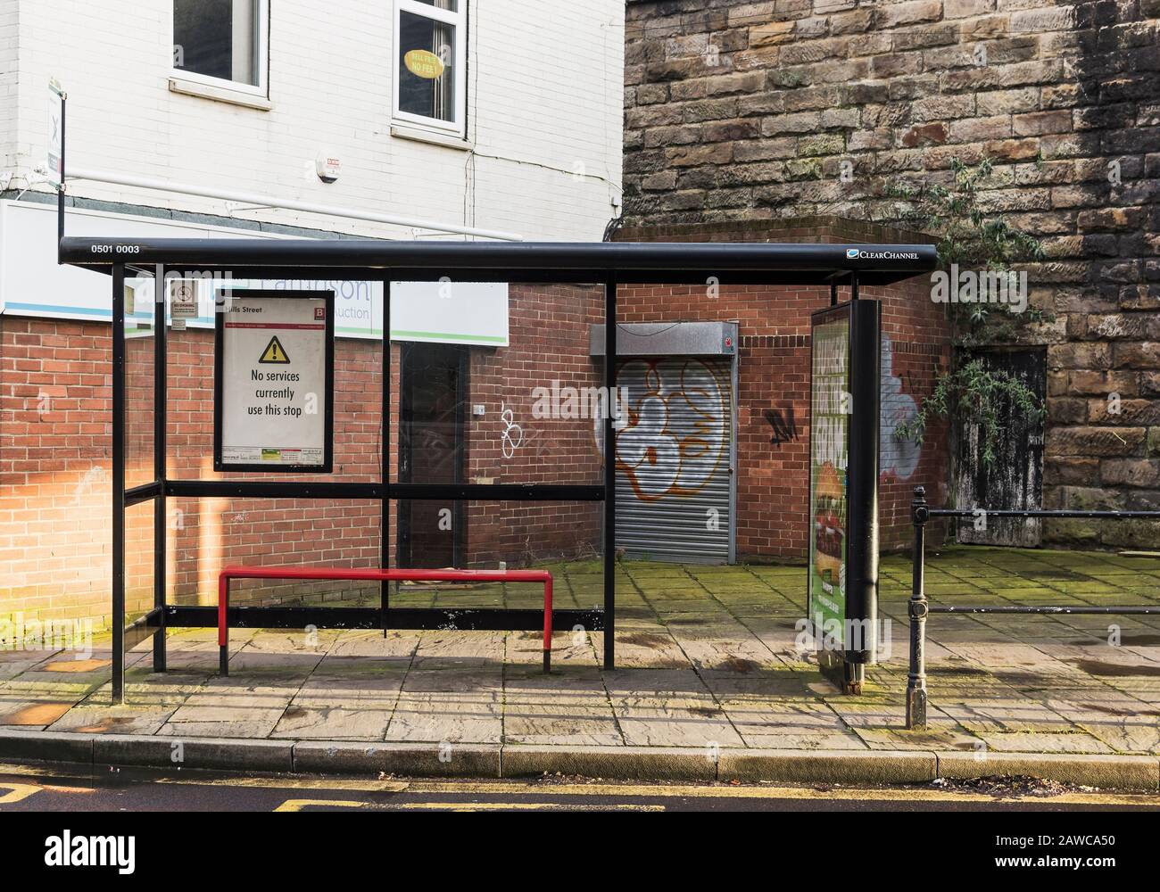 Bus stop in urban environment which is out of service Stock Photo - Alamy