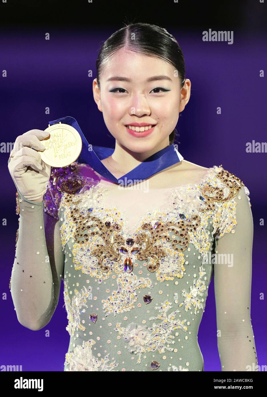 Seoul, South Korea. 8th Feb 2020. Rika Kihira of Japan poses after