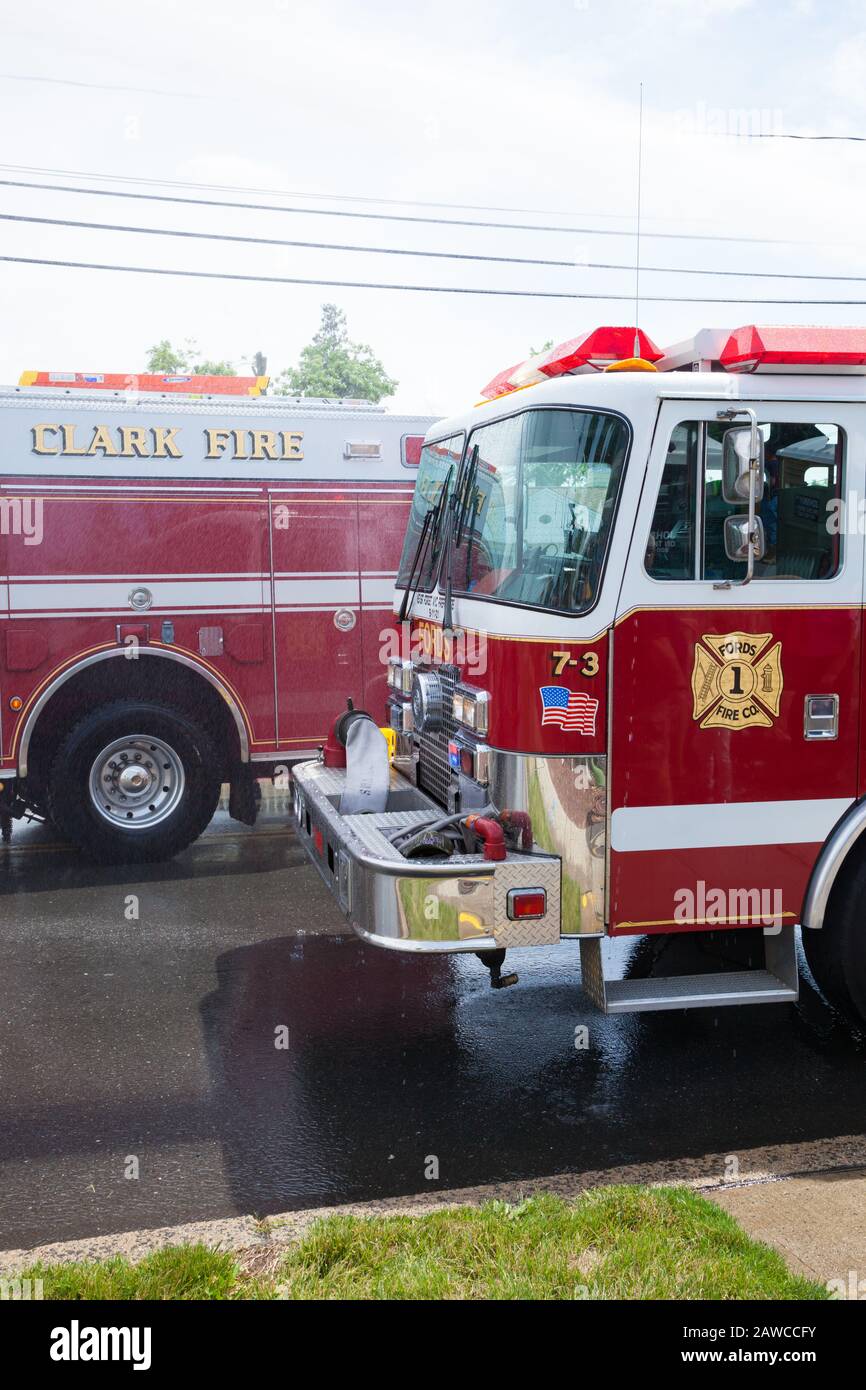 COLONIA, NEW JERSEY / UNITED STATES June 6, 2015 Fire trucks from