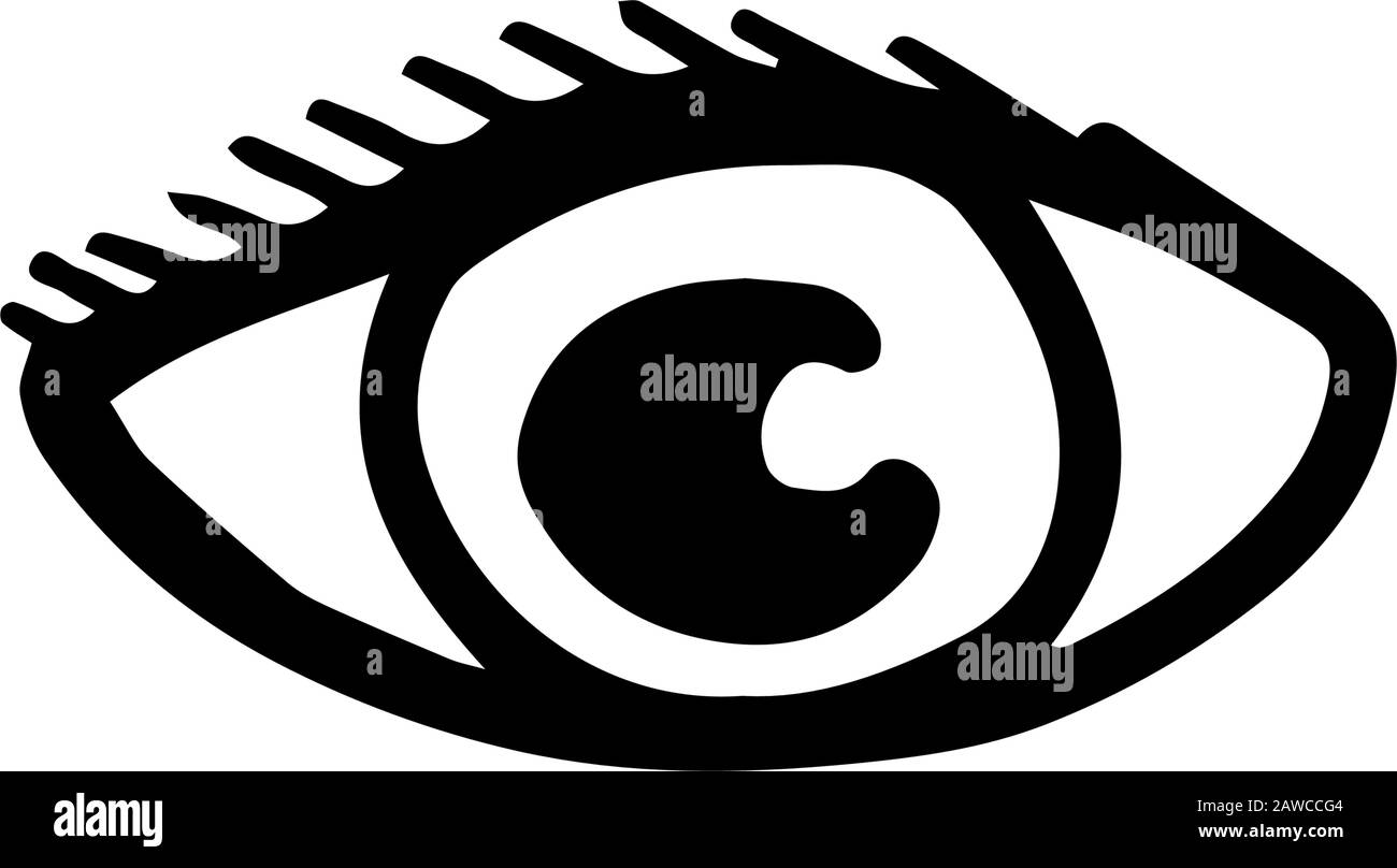 Human eye in hand drawn doodle style isolated on white background ...