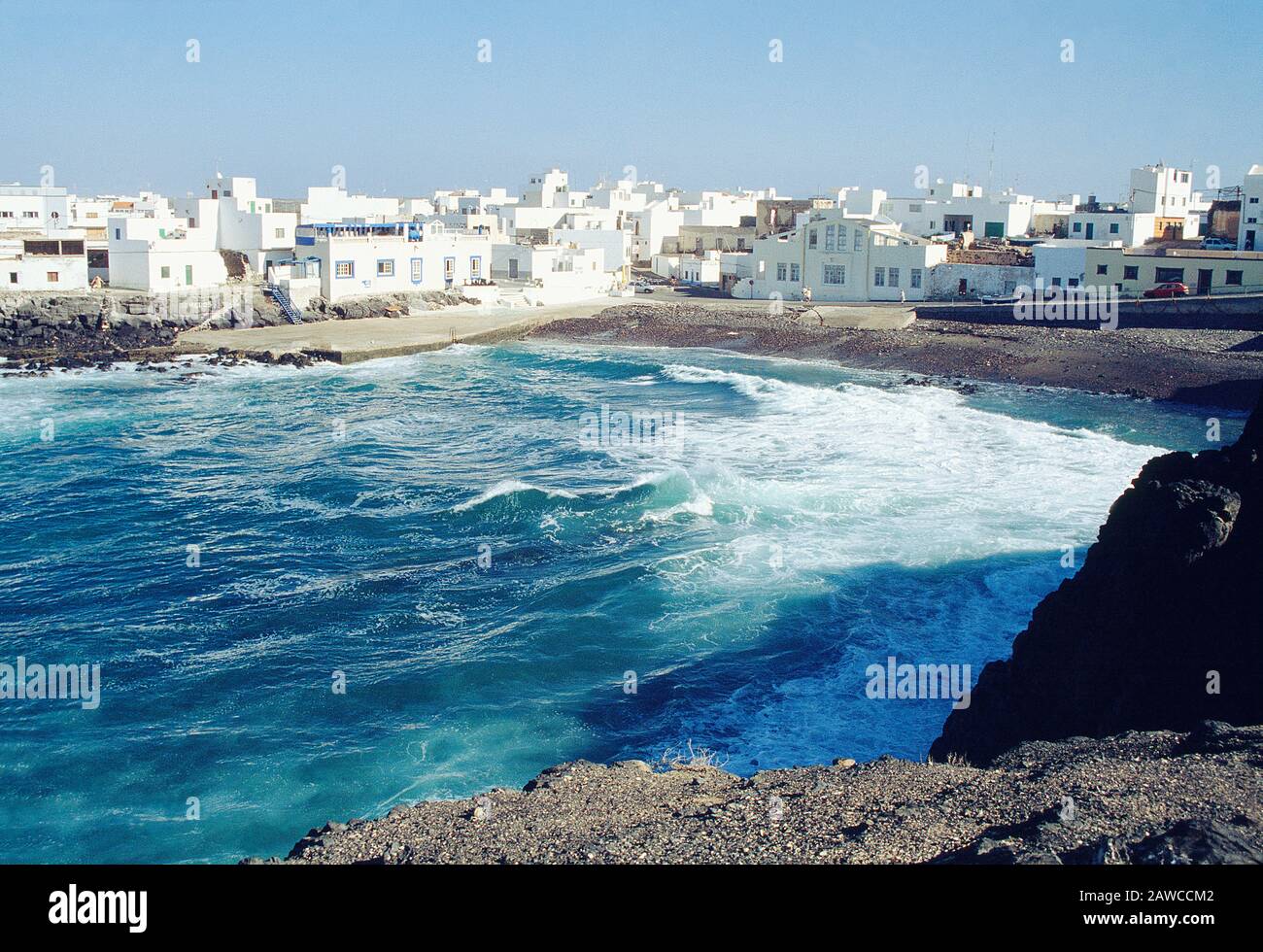 Overview. El Cotillo, Fuerteventura island, Canary Islands, Spain. Stock Photo