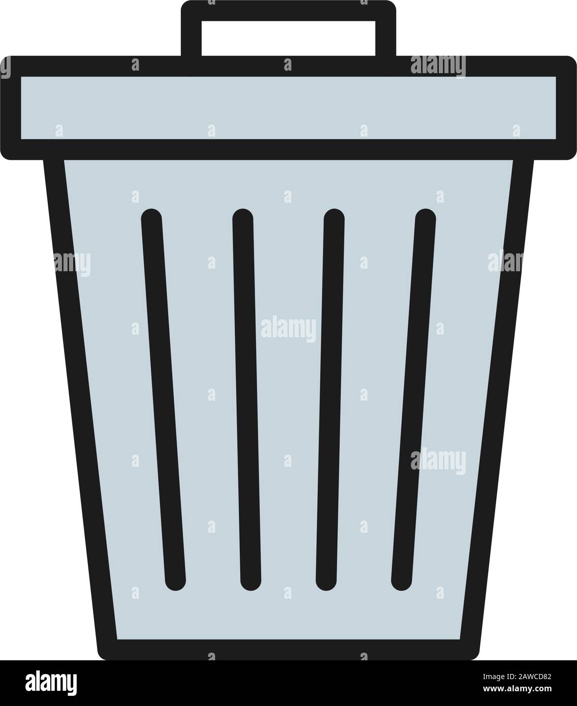 Vector trash can, garbage, waste flat color line icon. Stock Vector