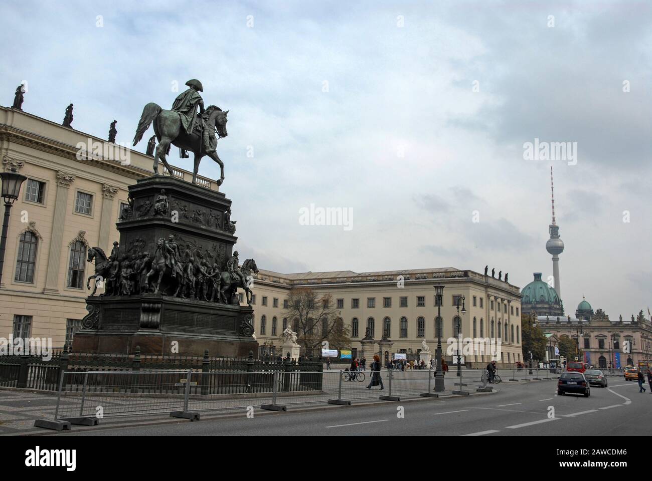 Equestrian statue  of Denkmal Konig Friedrich II. von Preußen (King Frederick II of Prussia). The King is also known as ‘Frederick The Great’. His sta Stock Photo