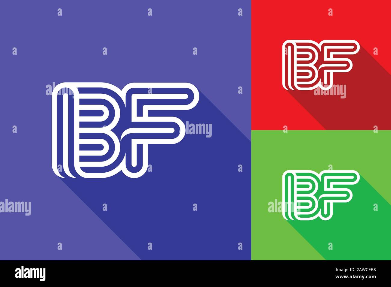 B and F combination Lines Letter Logo. Creative Line Letters Design Template Stock Vector