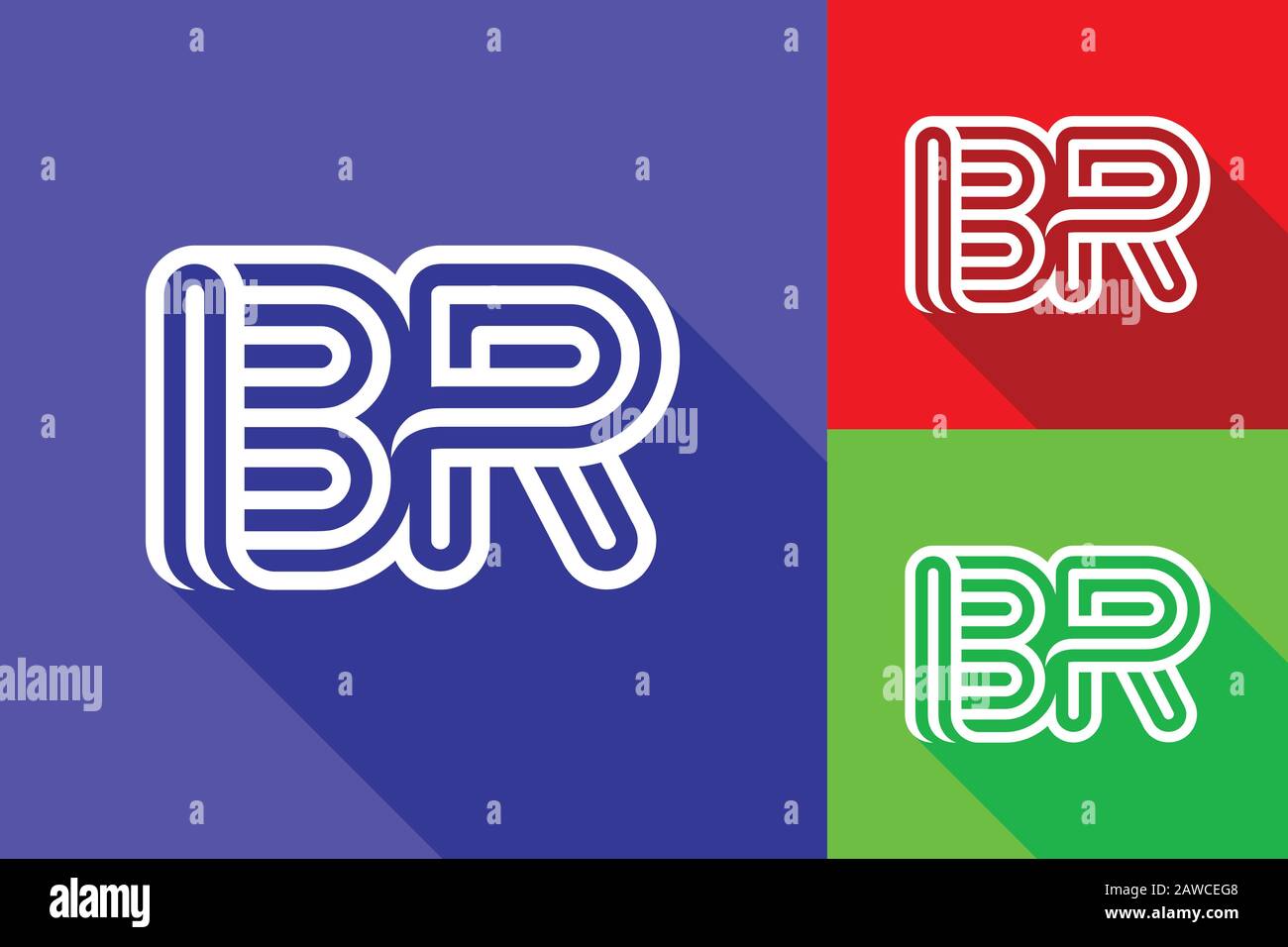B and R combination Lines Letter Logo. Creative Line Letters Design