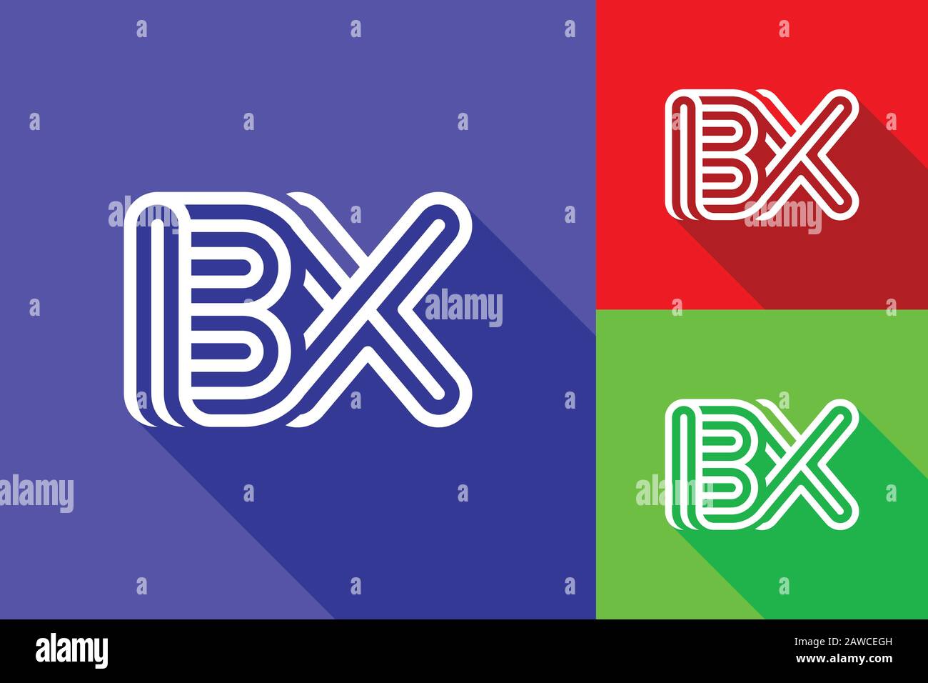 B and X combination Lines Letter Logo. Creative Line Letters Design Template Stock Vector