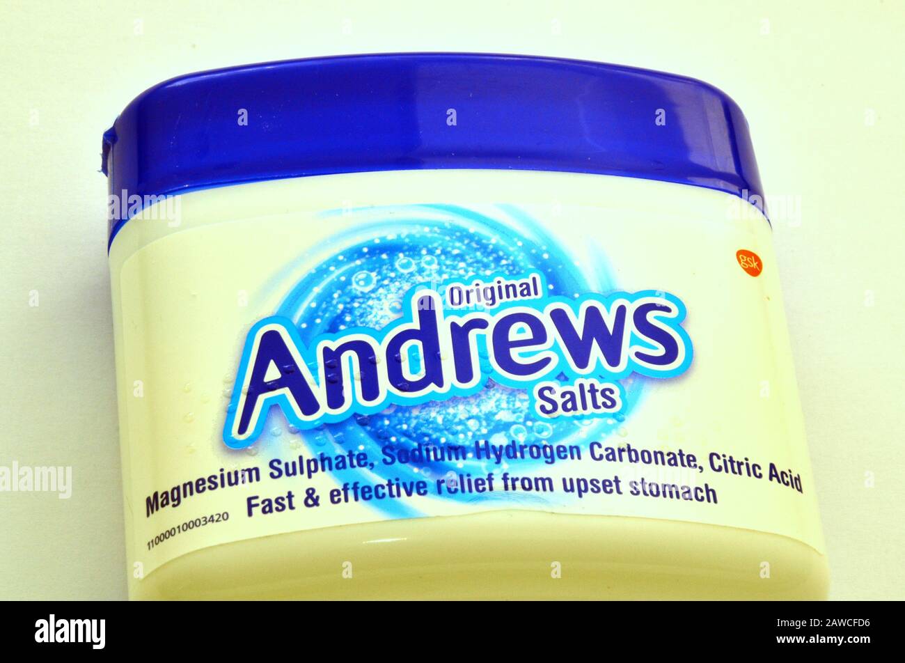 A 150 gram container of Andrews Salts. The product is as a