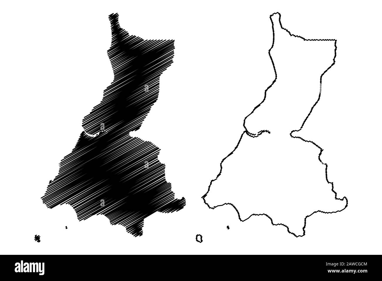 Litoral (Republic of Equatorial Guinea, Provinces of Equatorial Guinea) map vector illustration, scribble sketch Litoral Province map Stock Vector