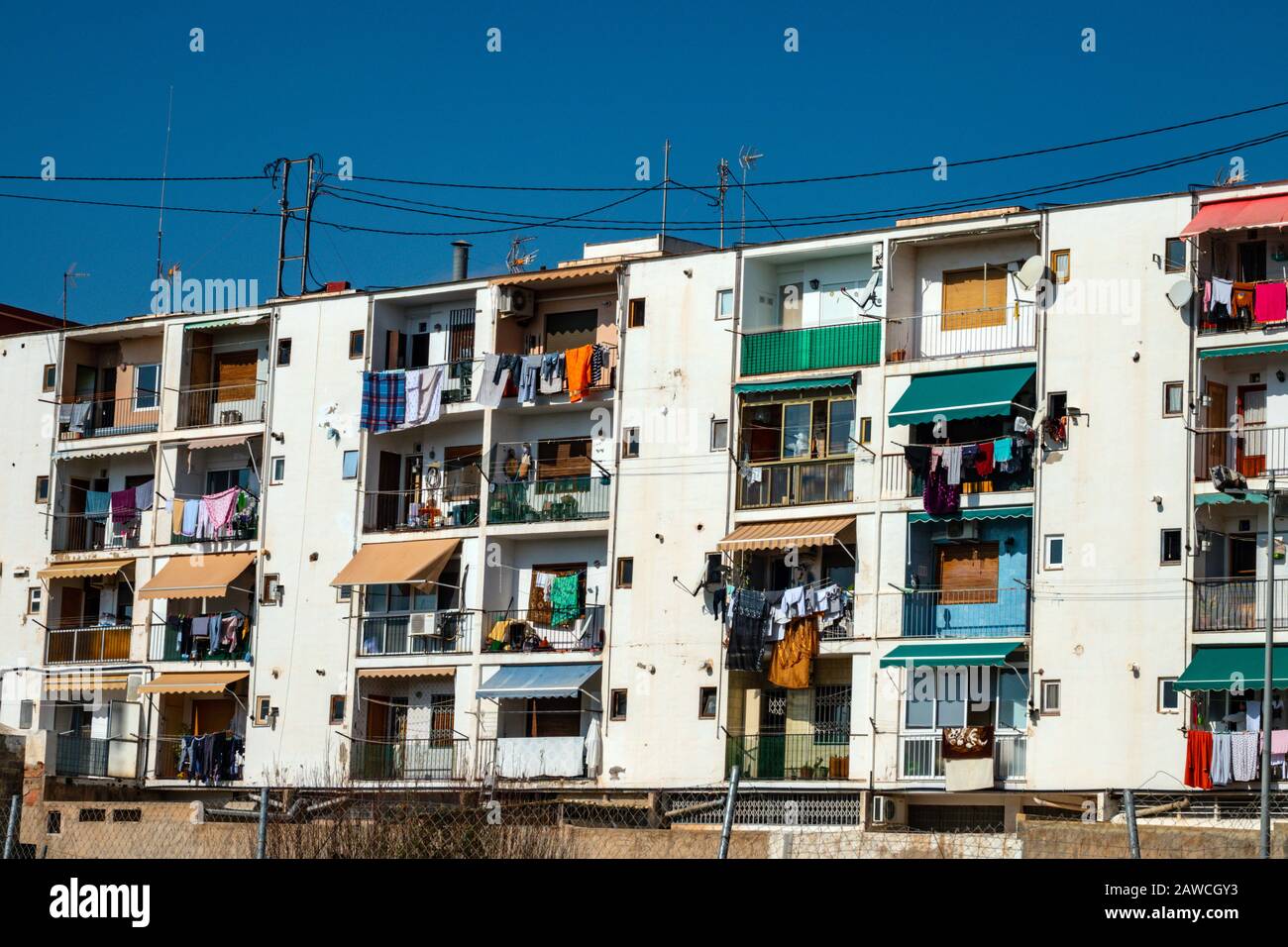 Tower blocks, apartment blocks Vilajoyosa, Villajoyosa, Alicante, Costa Blanca, Spain Stock Photo