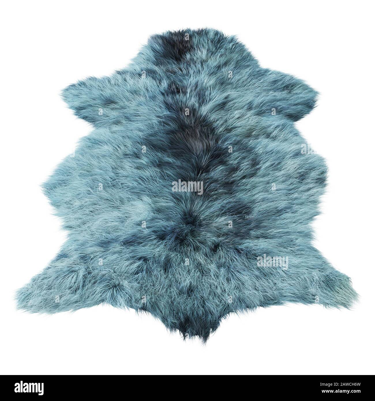 Blue Skin Rug Blue decor skin of a sheepskin wool rug on white background. 3D ...