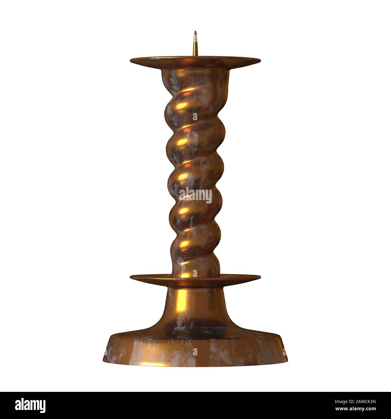 Candlestick on a white background. Isolate. 3D rendering of excellent quality in high resolution. It can be enlarged and used as a background or textu Stock Photo