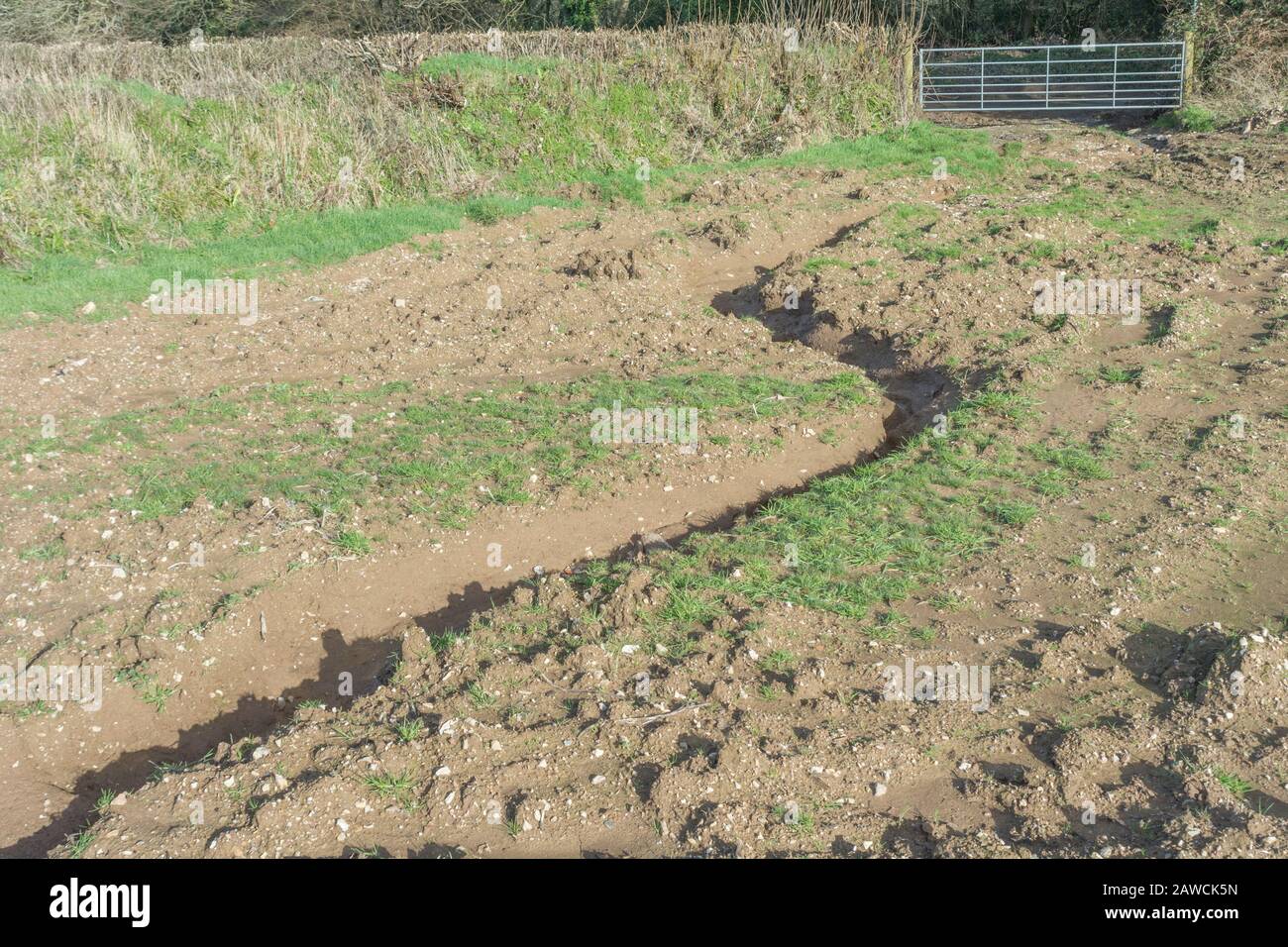 Water erosion channel / rill erosion washout channels in UK arable