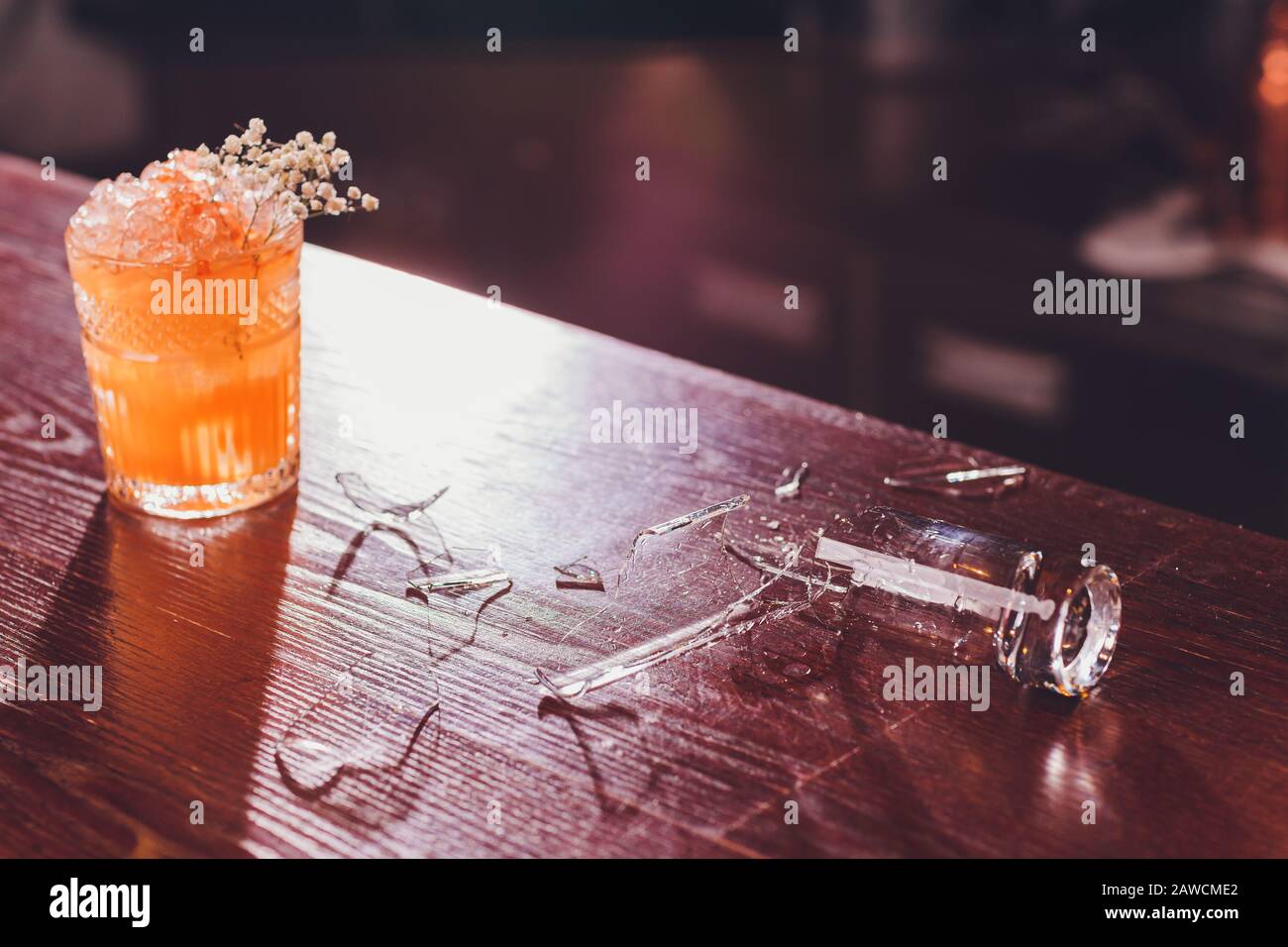 Broken glass drink whiskey hires stock photography and images Alamy