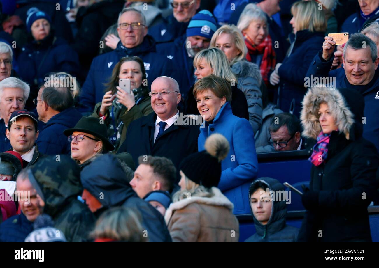 Peter Murrell Left And Scotland First Minister Nicola Sturgeon In The Crowd During The Guinness Six Nations Match At Bt Murrayfield Stadium Edinburgh Stock Photo Alamy