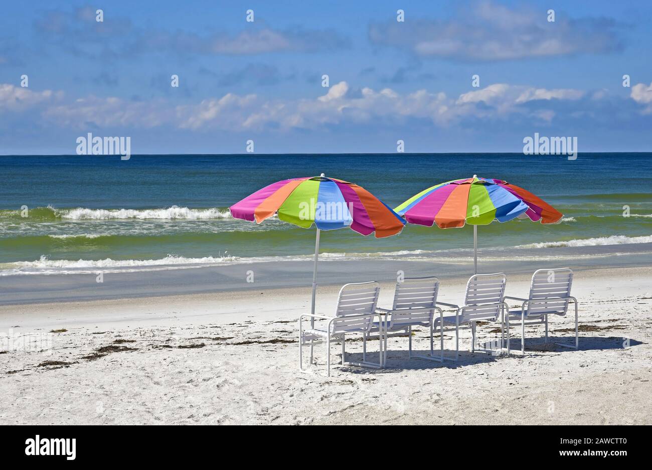 Beach Umbrellas and Chairs on the Beach Stock Photo Alamy