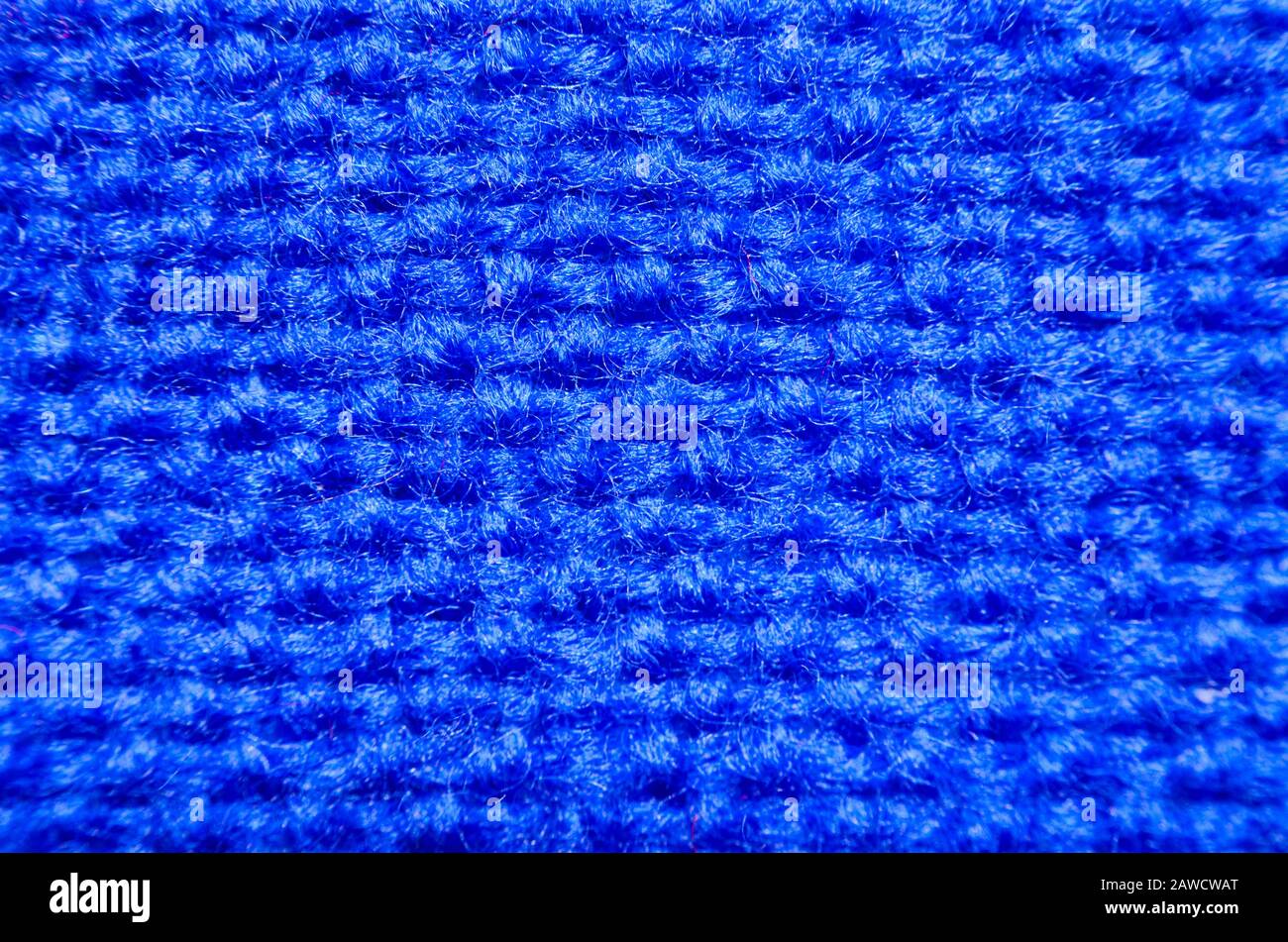 Plaid material. Blue clothes background macro Stock Photo