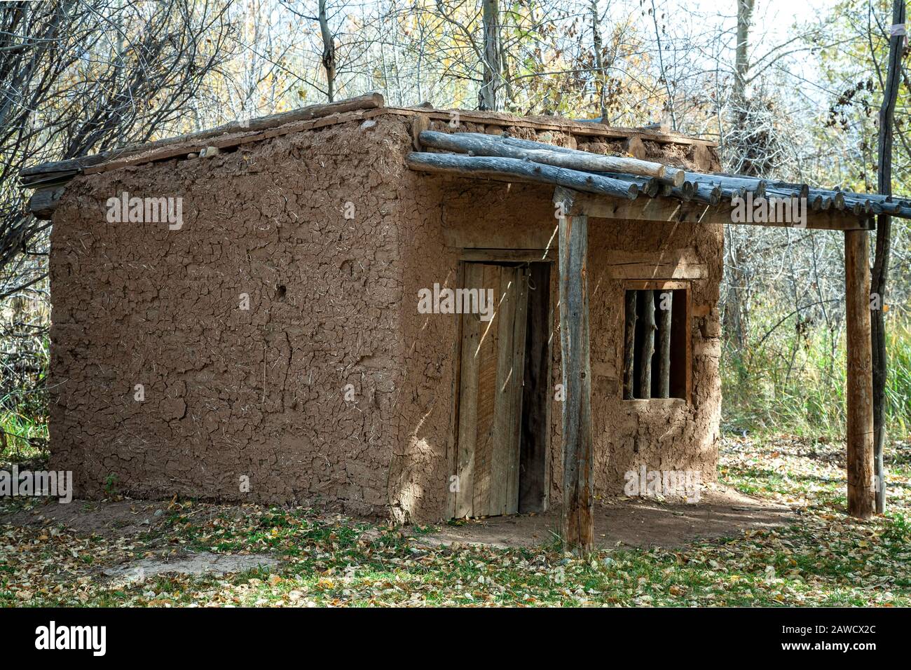 Small adobe house, Hacienda de los Martinez, Taos, New Mexico USA Stock
