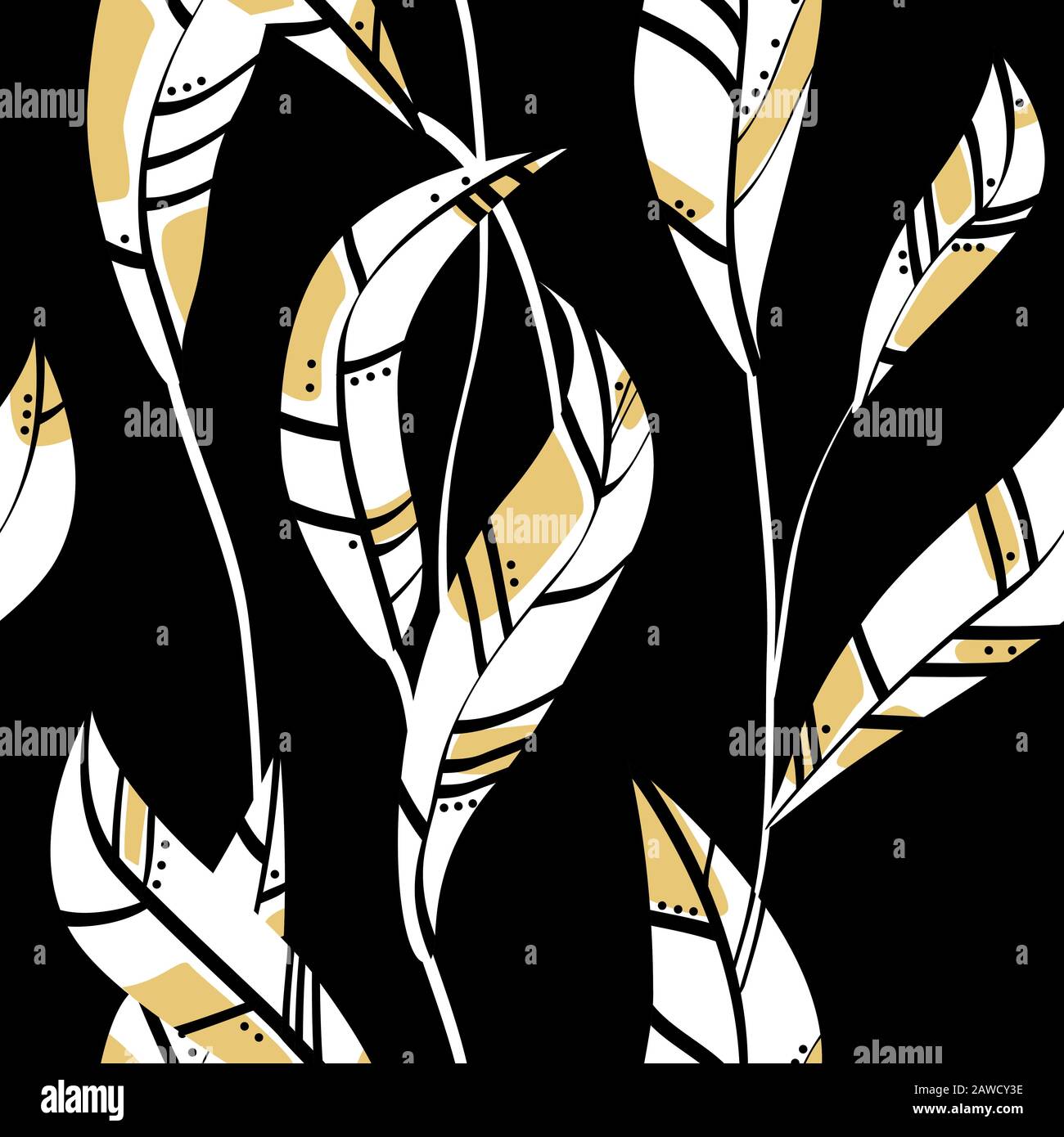 Dark leaves seamless vector floral pattern Stock Vector