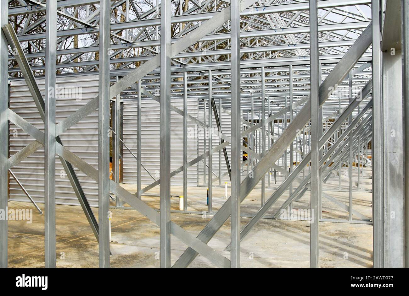 Steel Framing of a New Commercial Building Stock Photo Alamy