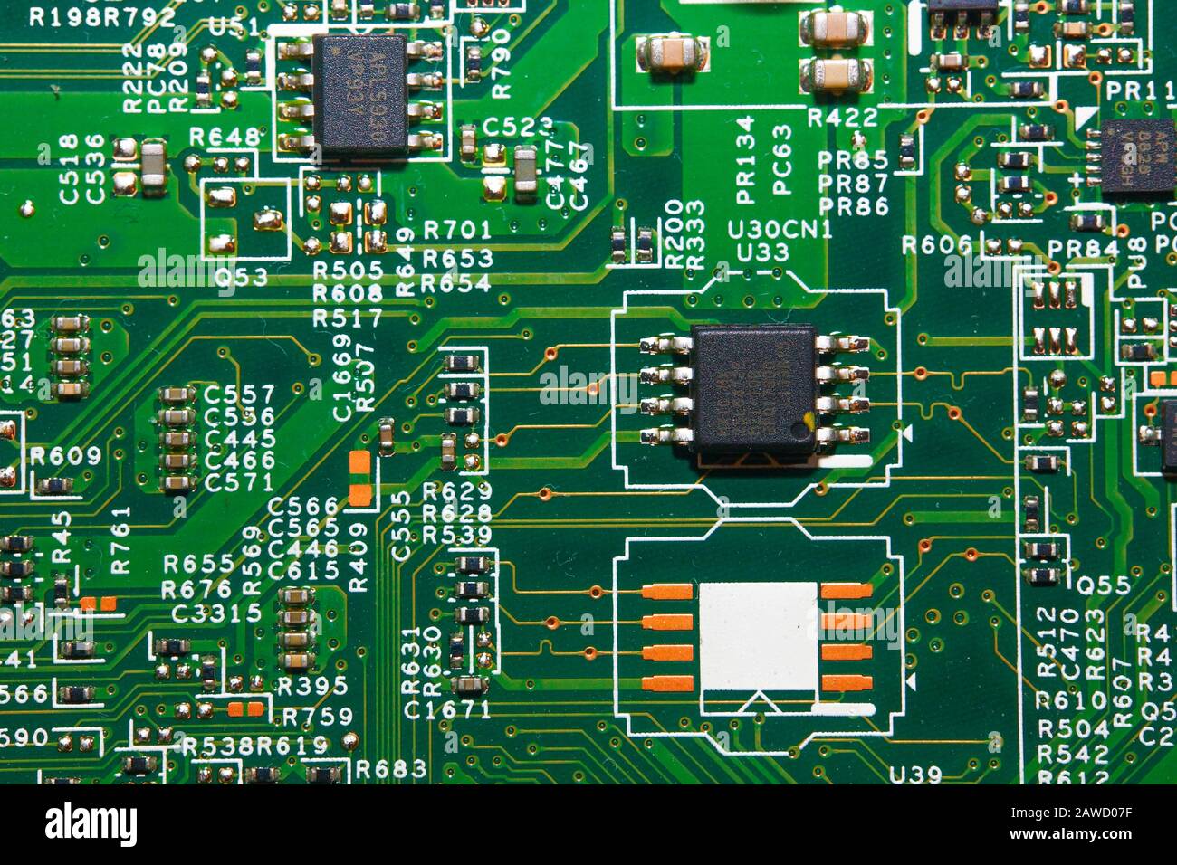 Circuit board on a motherboard Stock Photo