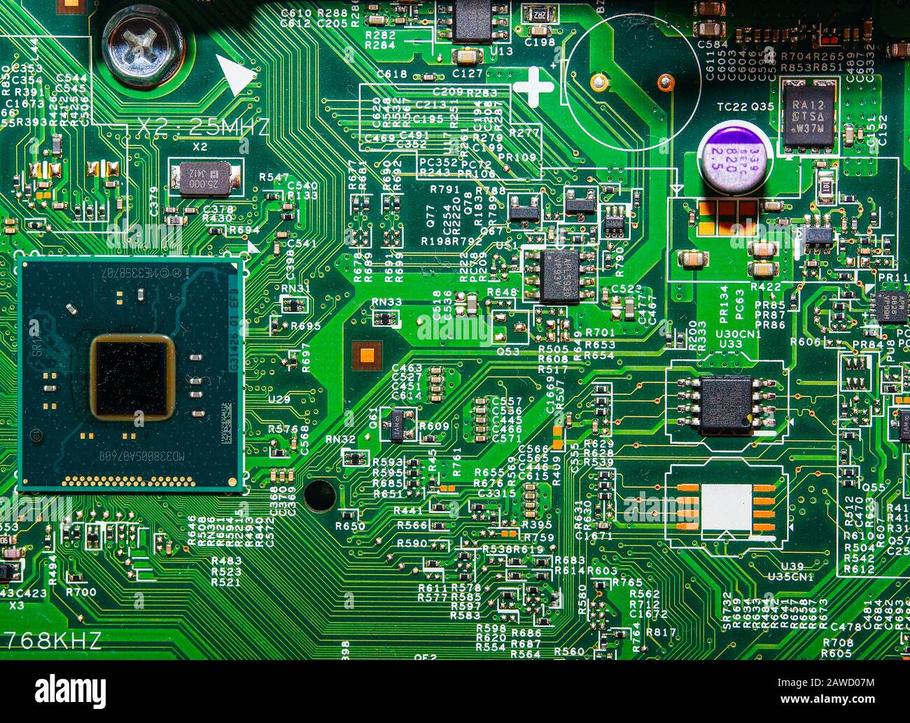 Circuit board on a motherboard Stock Photo
