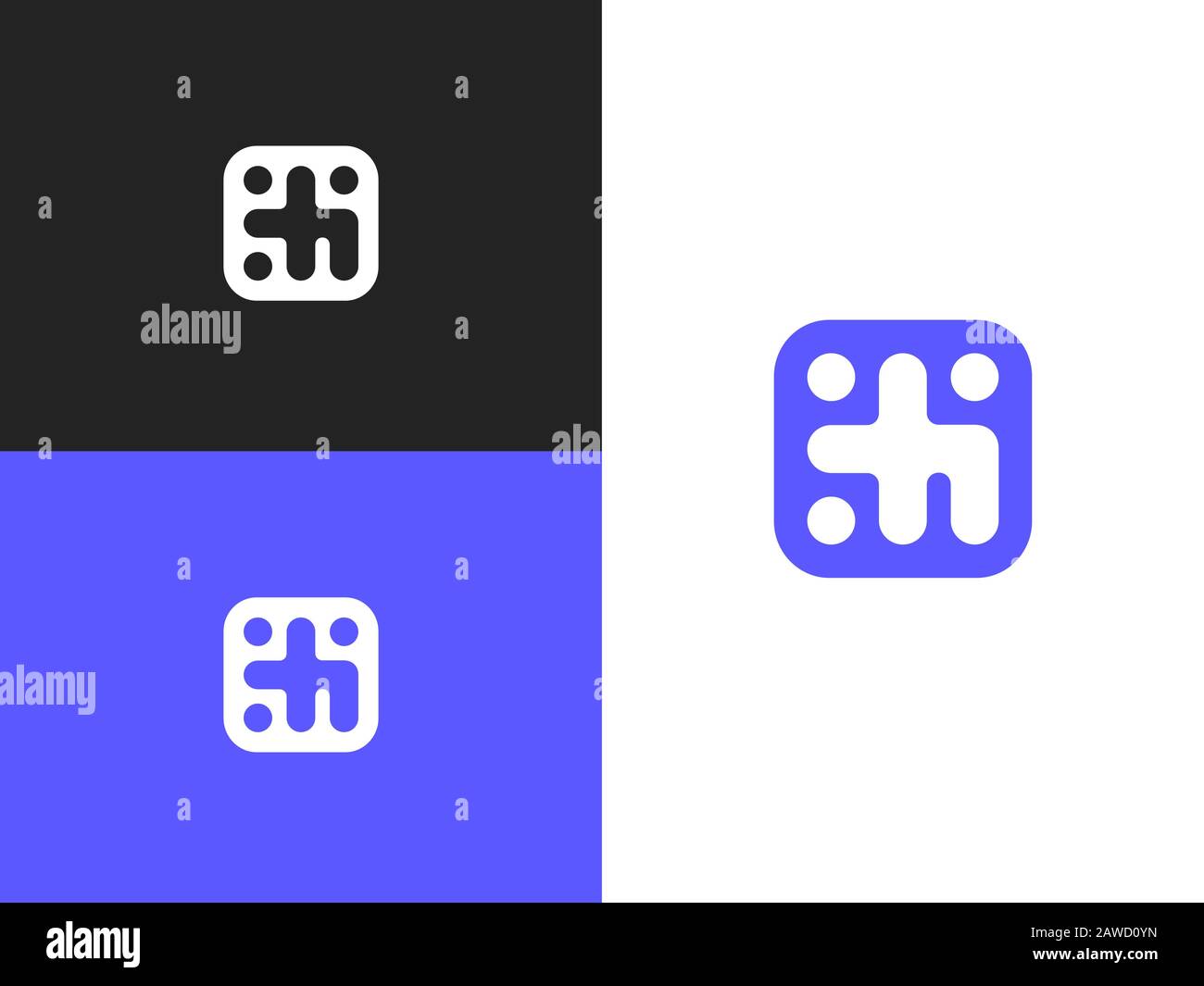 Initial letter H in square rounded shape. Logo icon design template elements. Monogram lowercase letter H with dots for your web site design, logo, ap Stock Vector