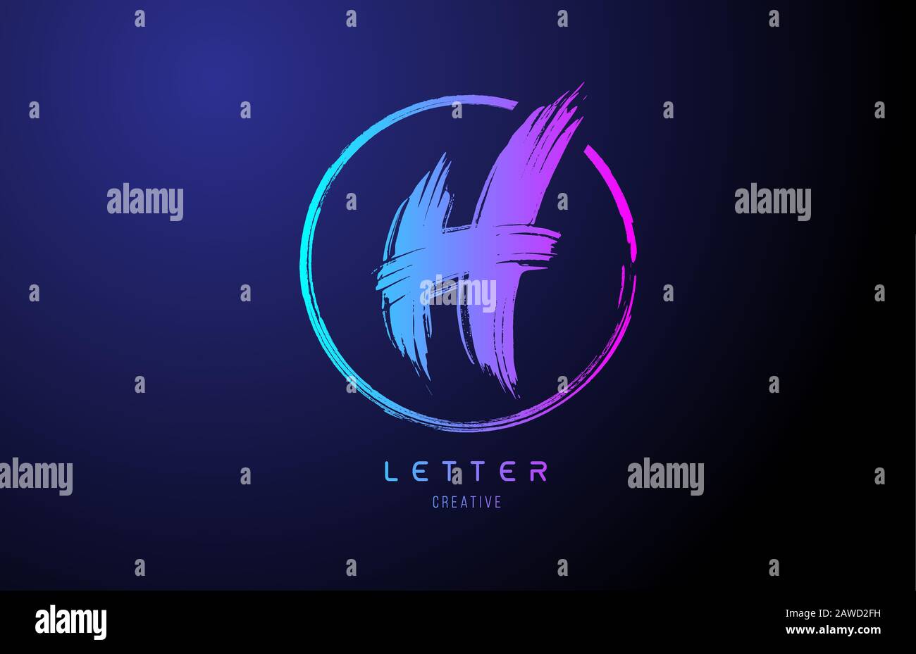 alphabet H letter logo grunge brush blue pink logo icon design template ...