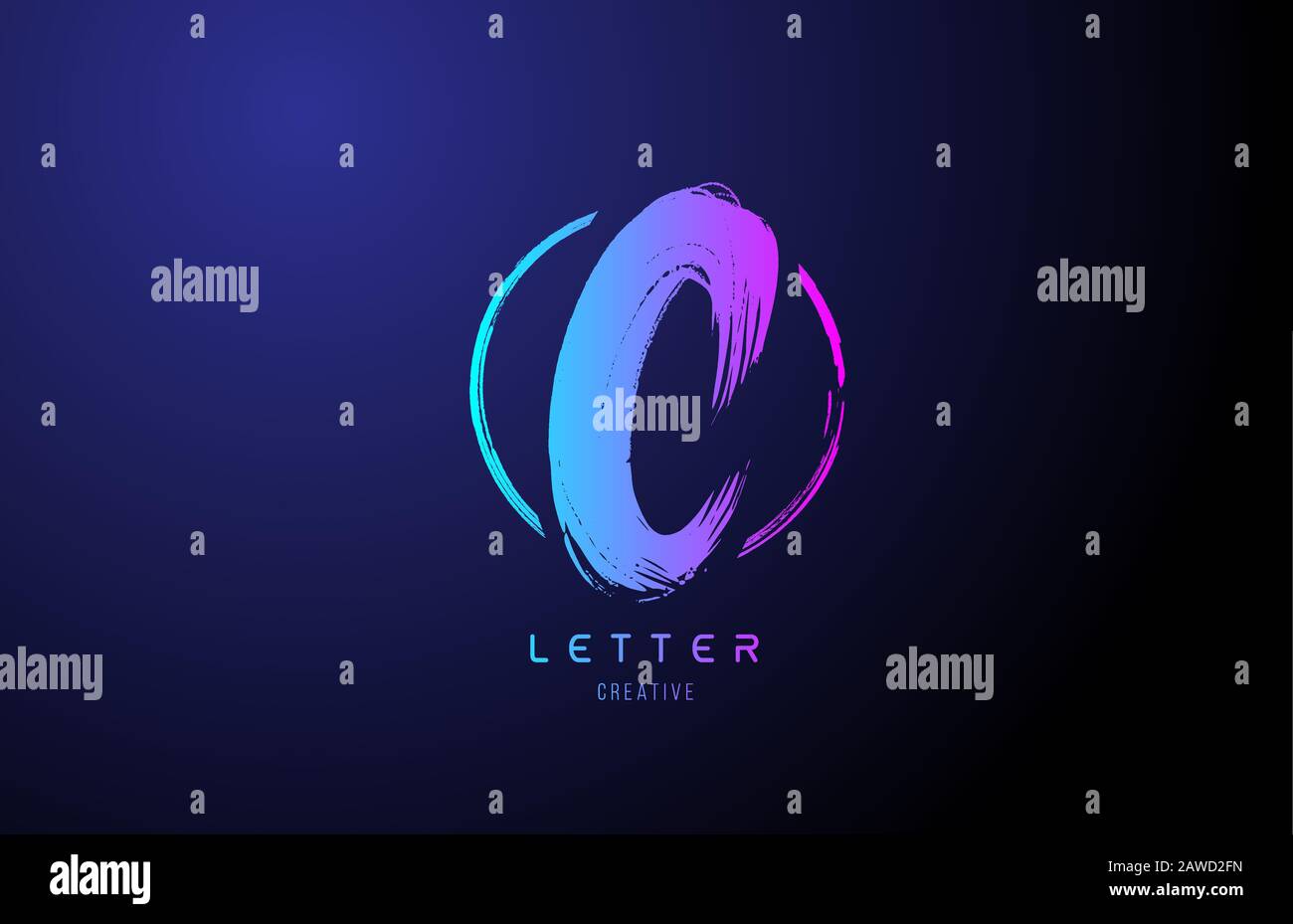 alphabet C letter logo grunge brush blue pink logo icon design template ...
