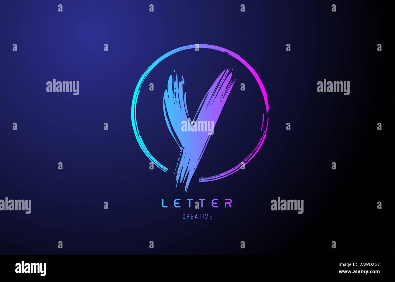 alphabet Y letter logo grunge brush blue pink logo icon design template ...