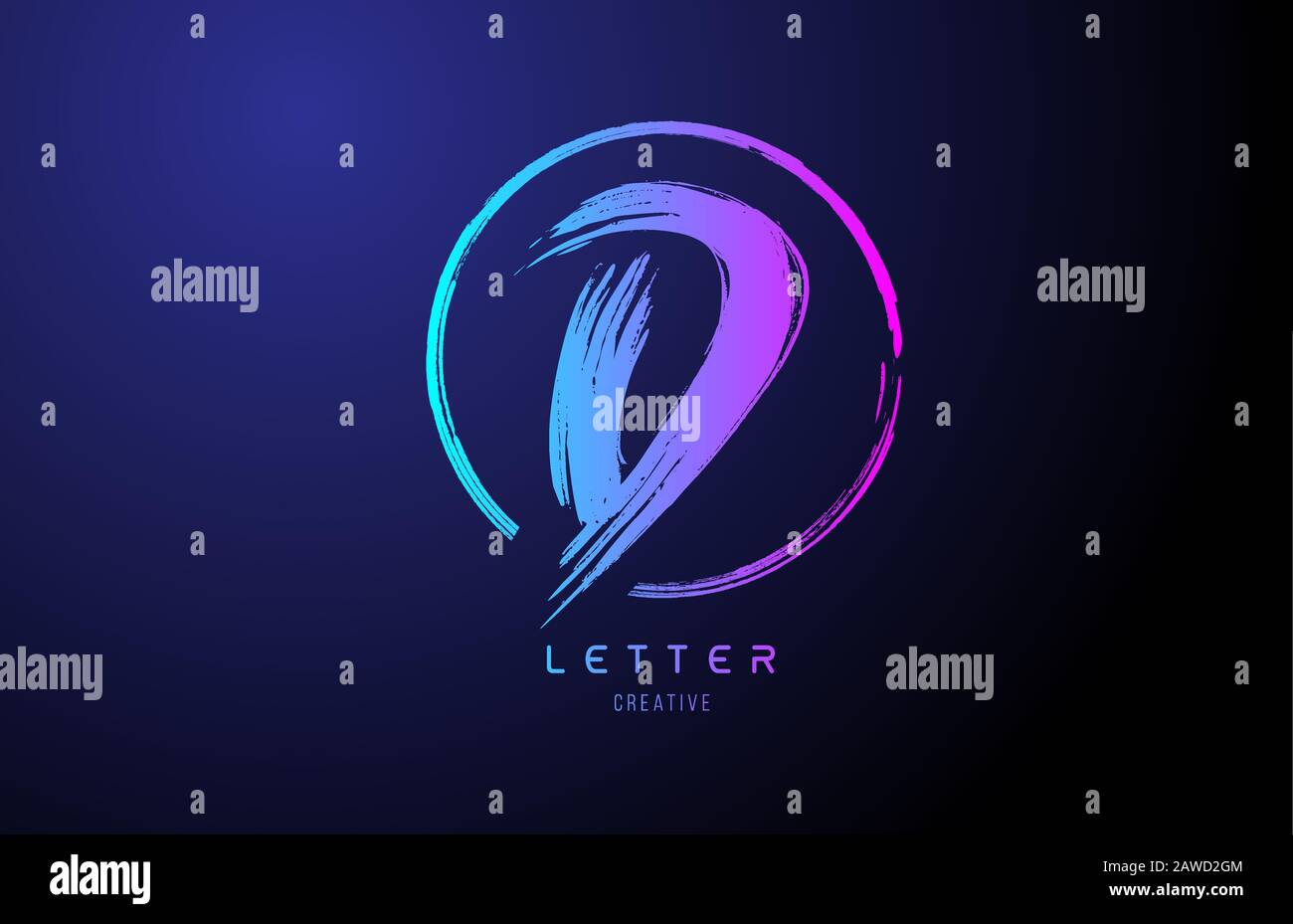 alphabet D letter logo grunge brush blue pink logo icon design template ...