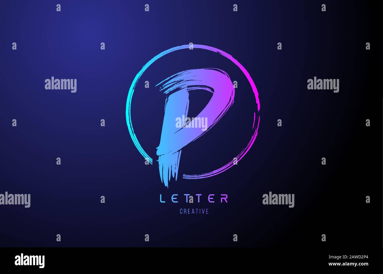 alphabet P letter logo grunge brush blue pink logo icon design template ...