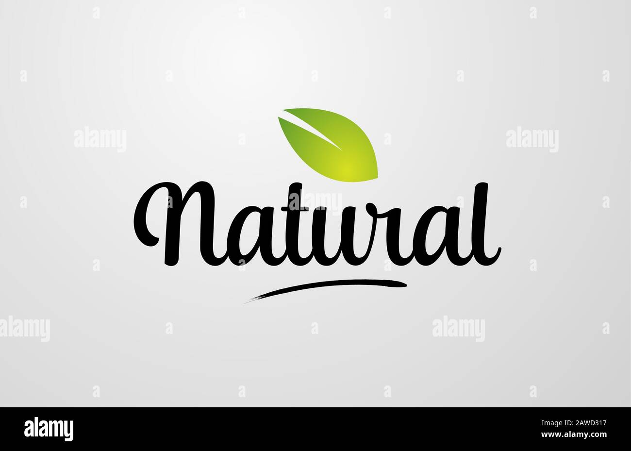 green leaf natural hand written word text for typography logo design ...