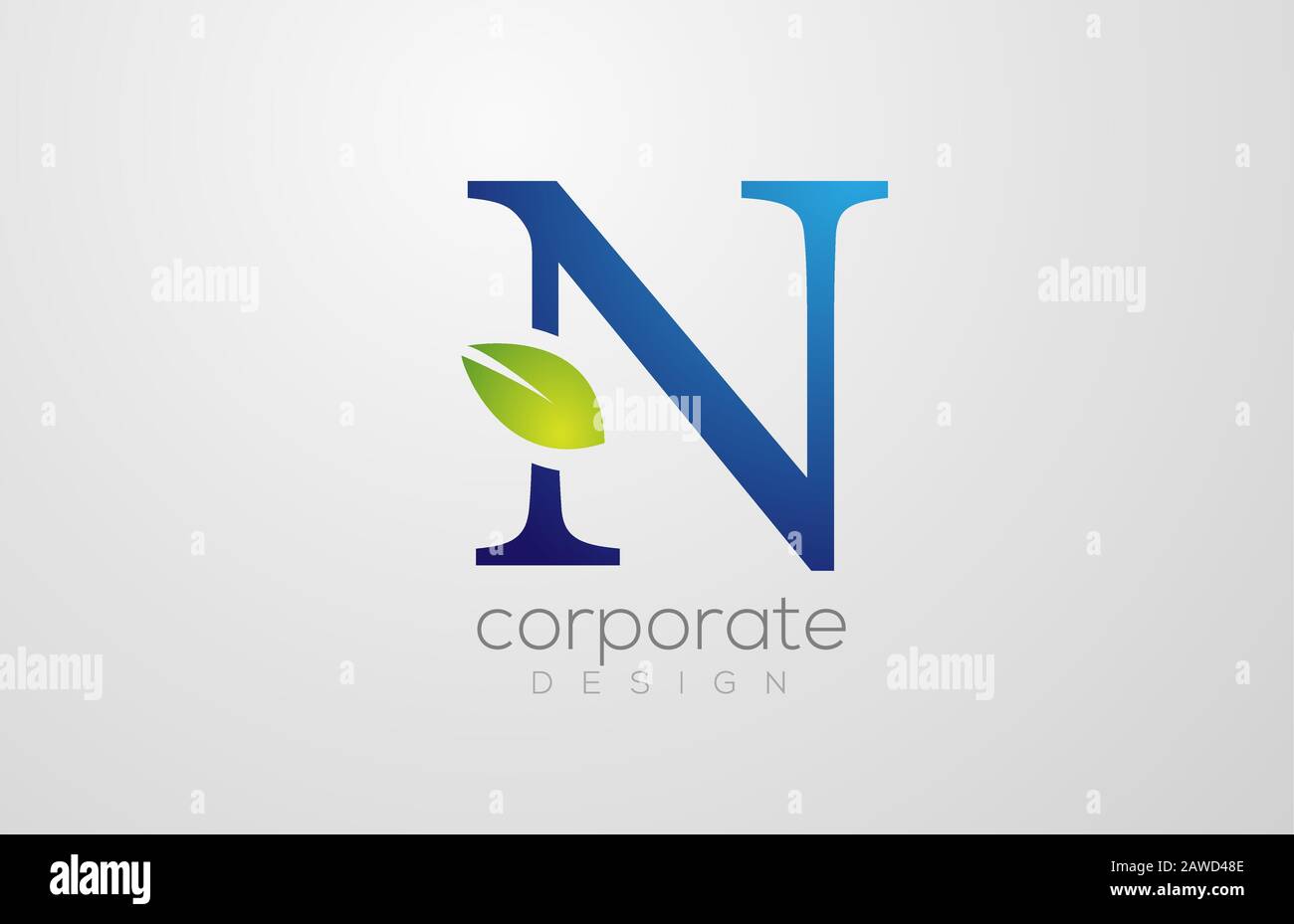 green leaf alphabet letter N logo icon design template. Suitable for a ...