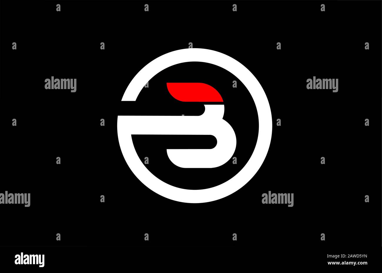 B Alphabet Letter With Circle In Black Red White For Company Logo Icon For A Business Logotype Or Corporate Design Stock Vector Image Art Alamy