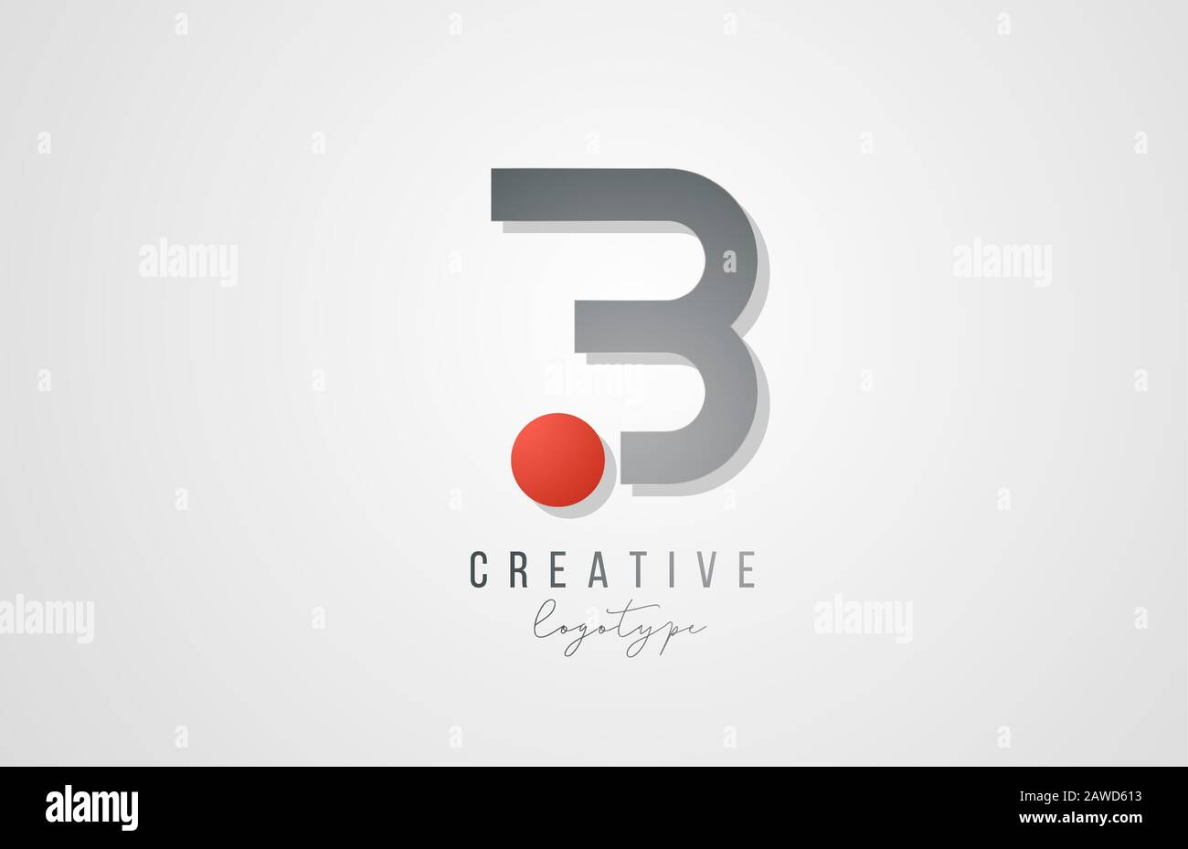 letter B logo alphabet icon design template elements in grey and red ...