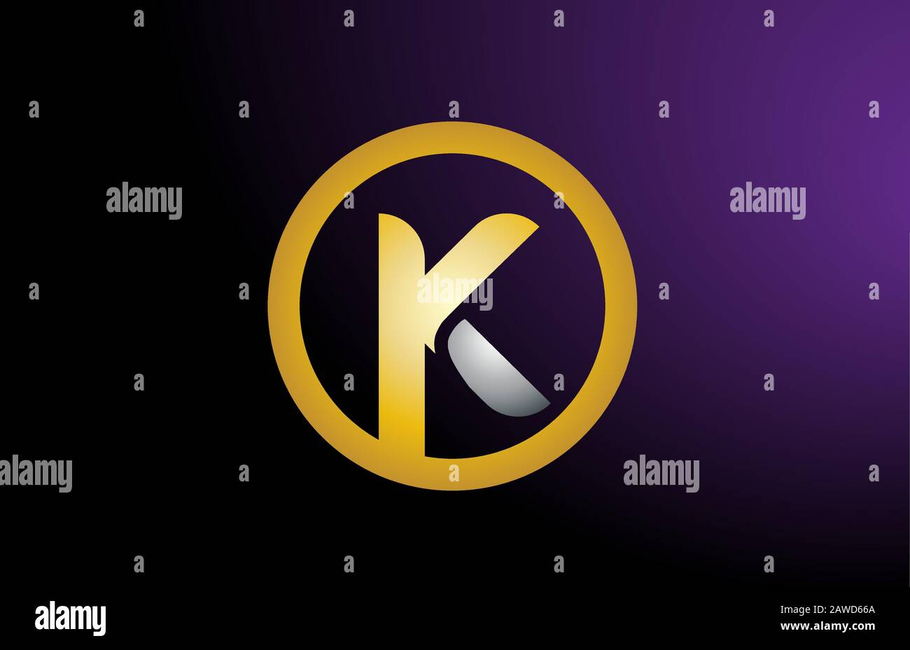 K gold golden silver metal metallic alphabet letter logo icon design ...
