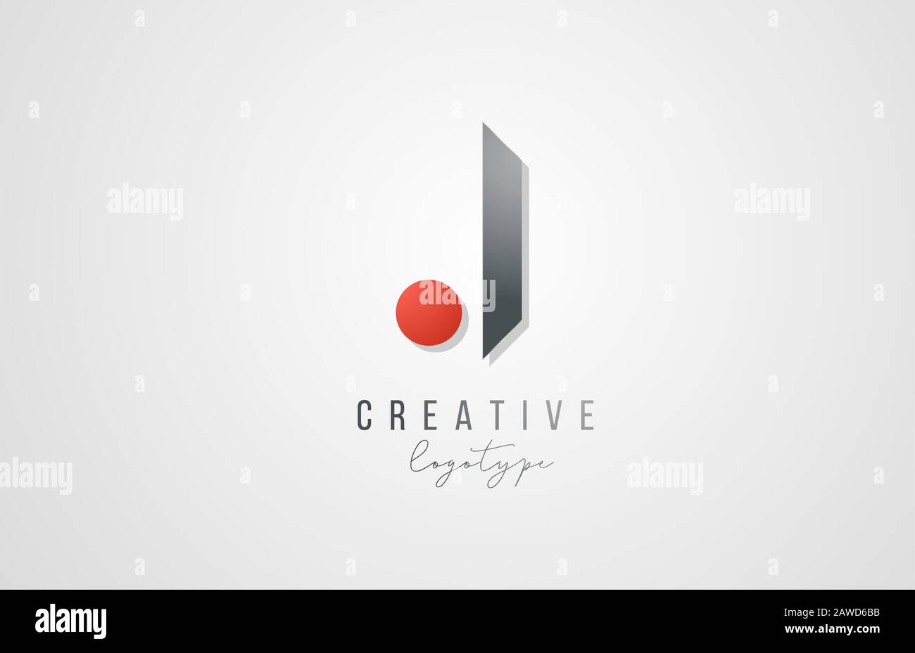 letter I logo alphabet icon design template elements in grey and red ...