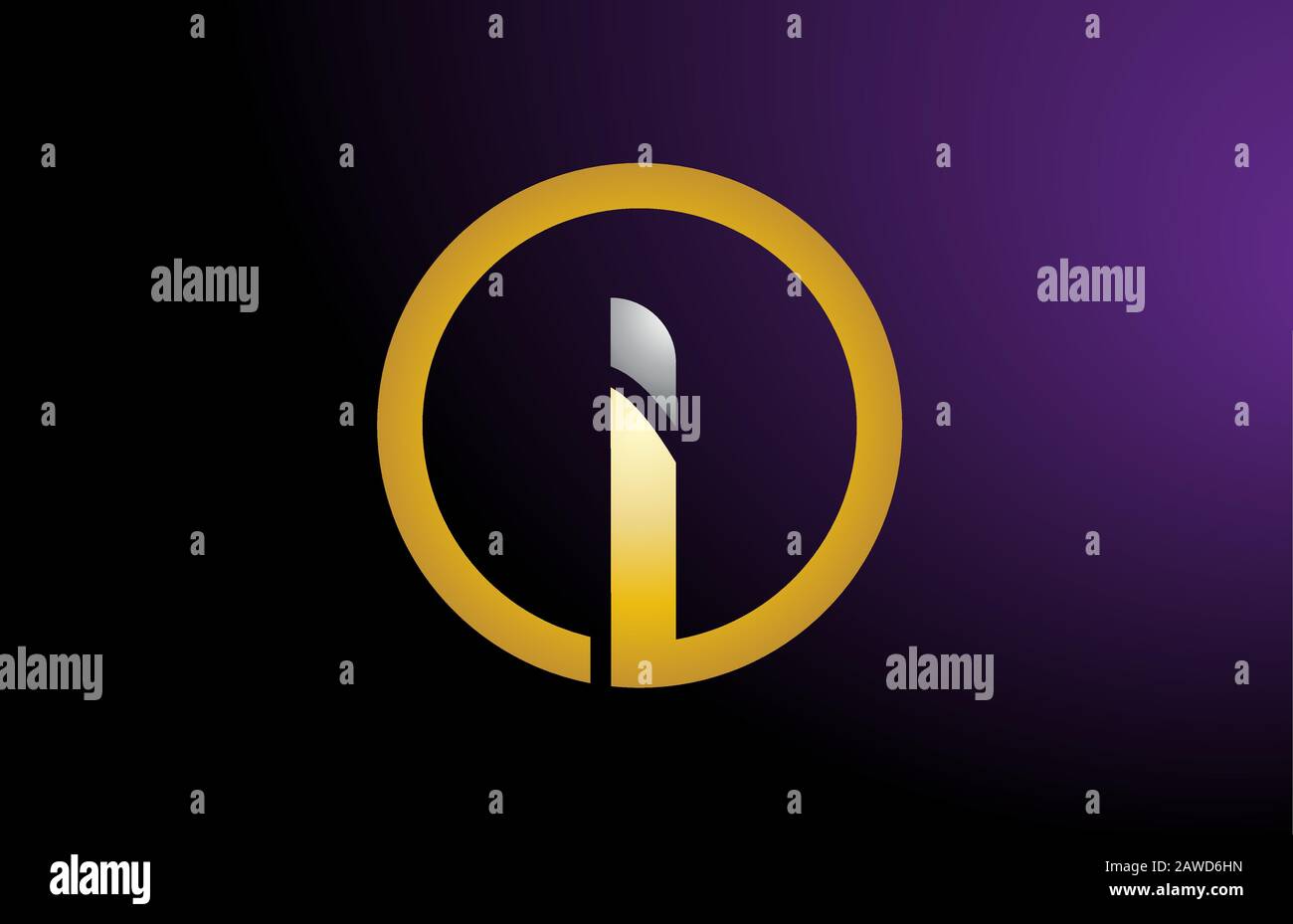 I gold golden silver metal metallic alphabet letter logo icon design ...