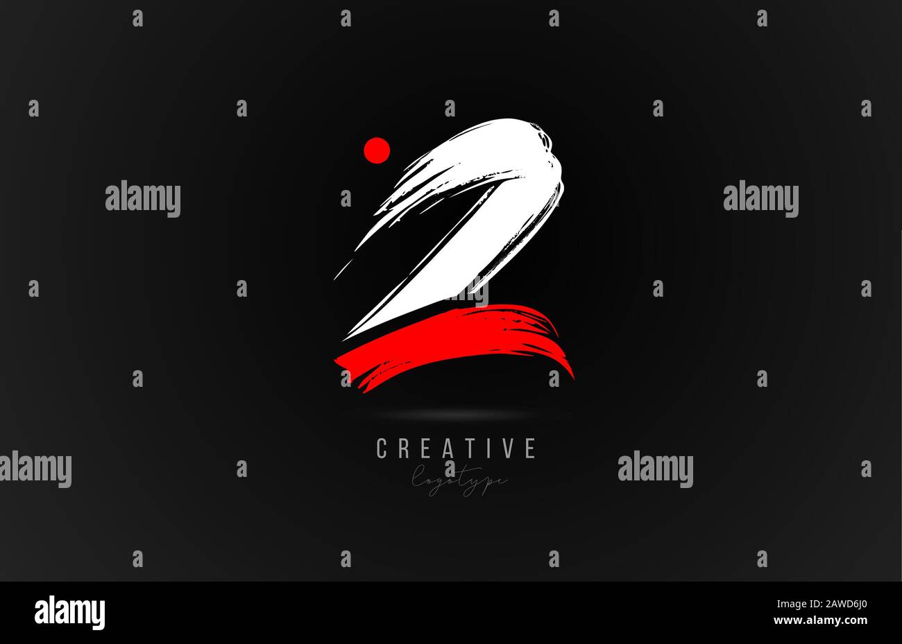 brush stroke letter Z logo alphabet icon design template in white and ...