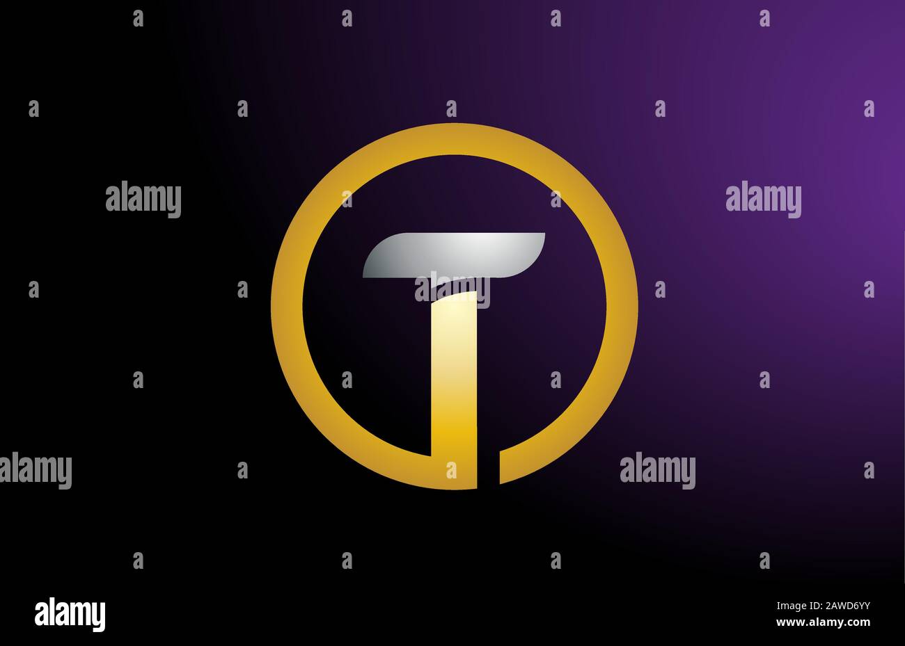 T gold golden silver metal metallic alphabet letter logo icon design ...