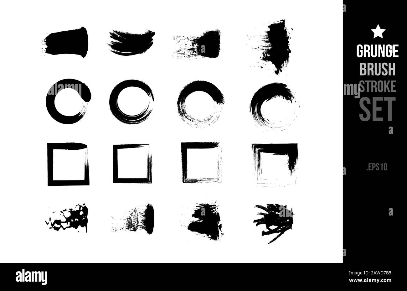 set grunge brush black ink design template. Elements like splash circle ...