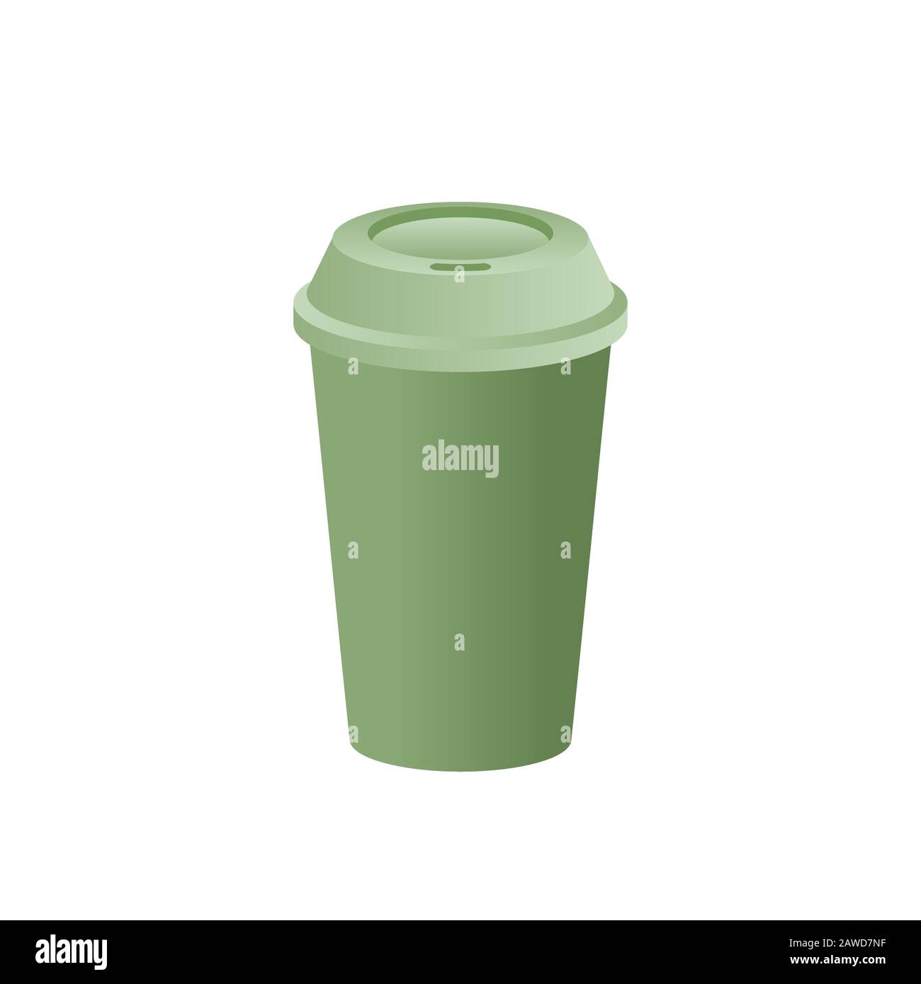 Green paper cup with a lid mockup. Realistic disposable tea or green ...