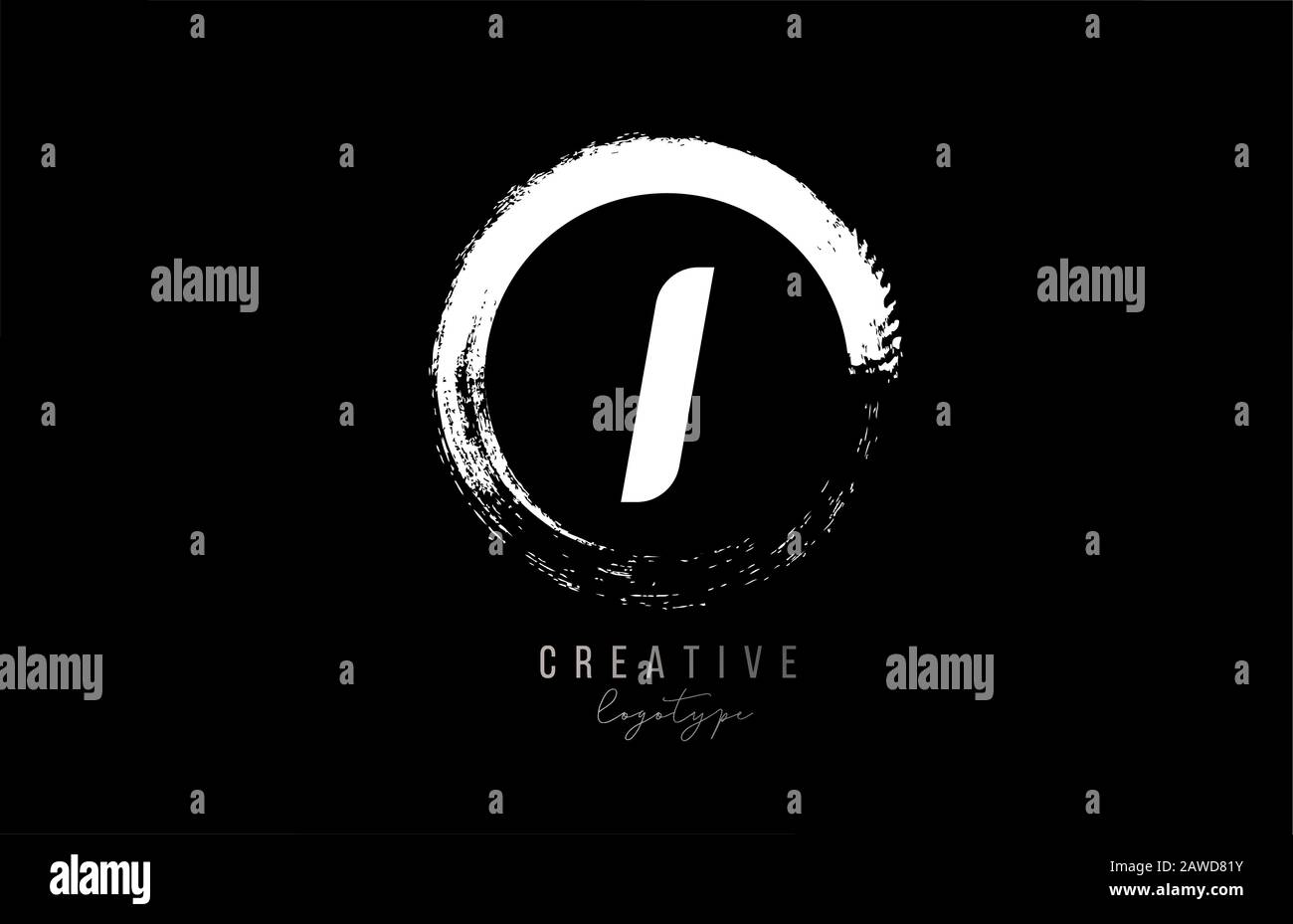 company business I letter alphabet circle logo black grunge icon design template company. Suitable for logotype Stock Vector