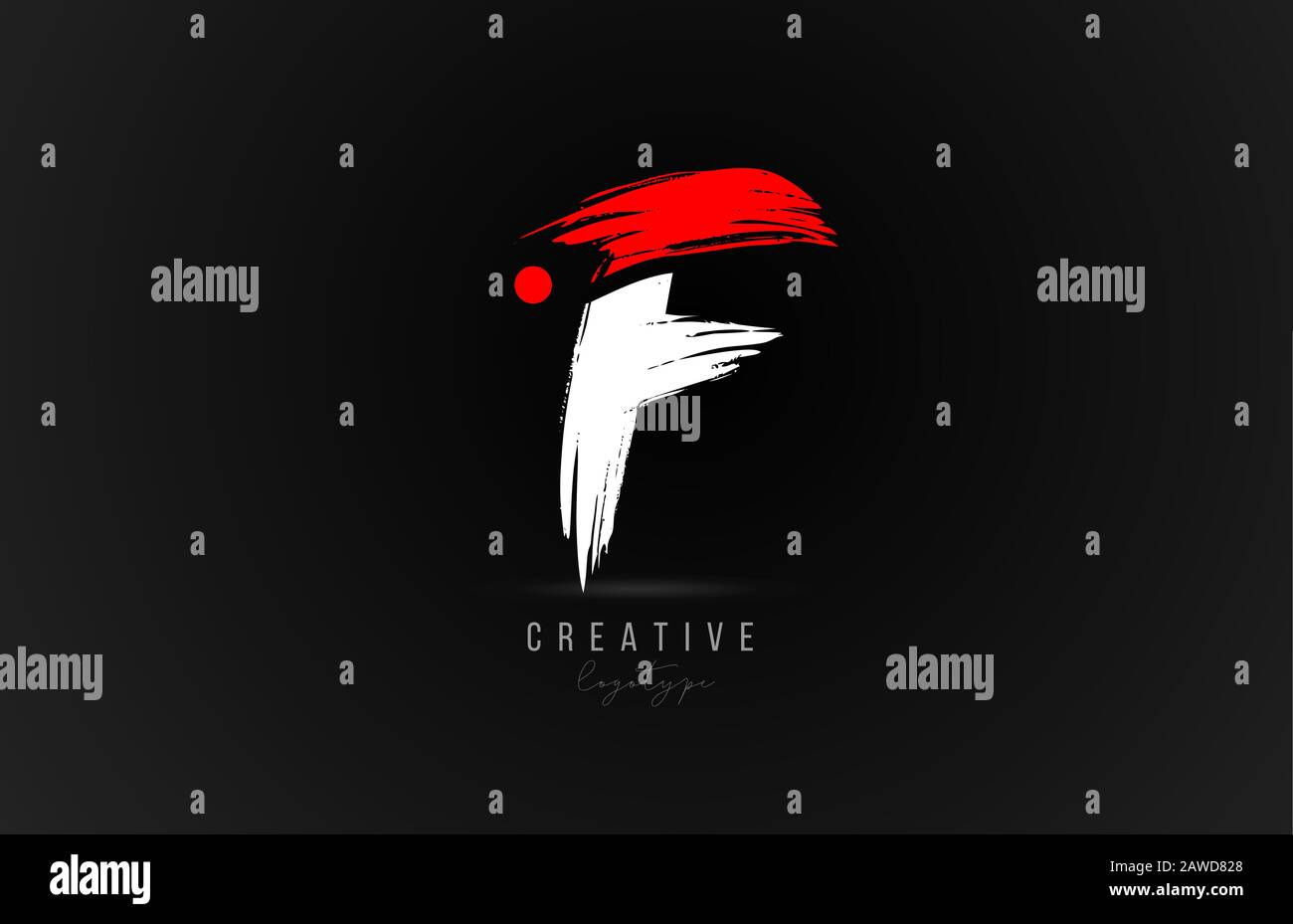 brush stroke letter F logo alphabet icon design template in white and ...