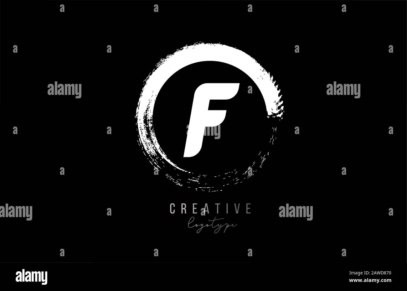 company business F letter alphabet circle logo black grunge icon design ...