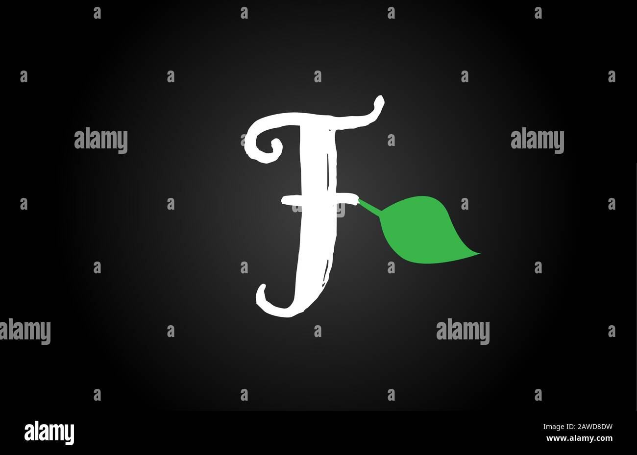 letter grunge handwritten F geen leaf alphabet letter logo icon design ...