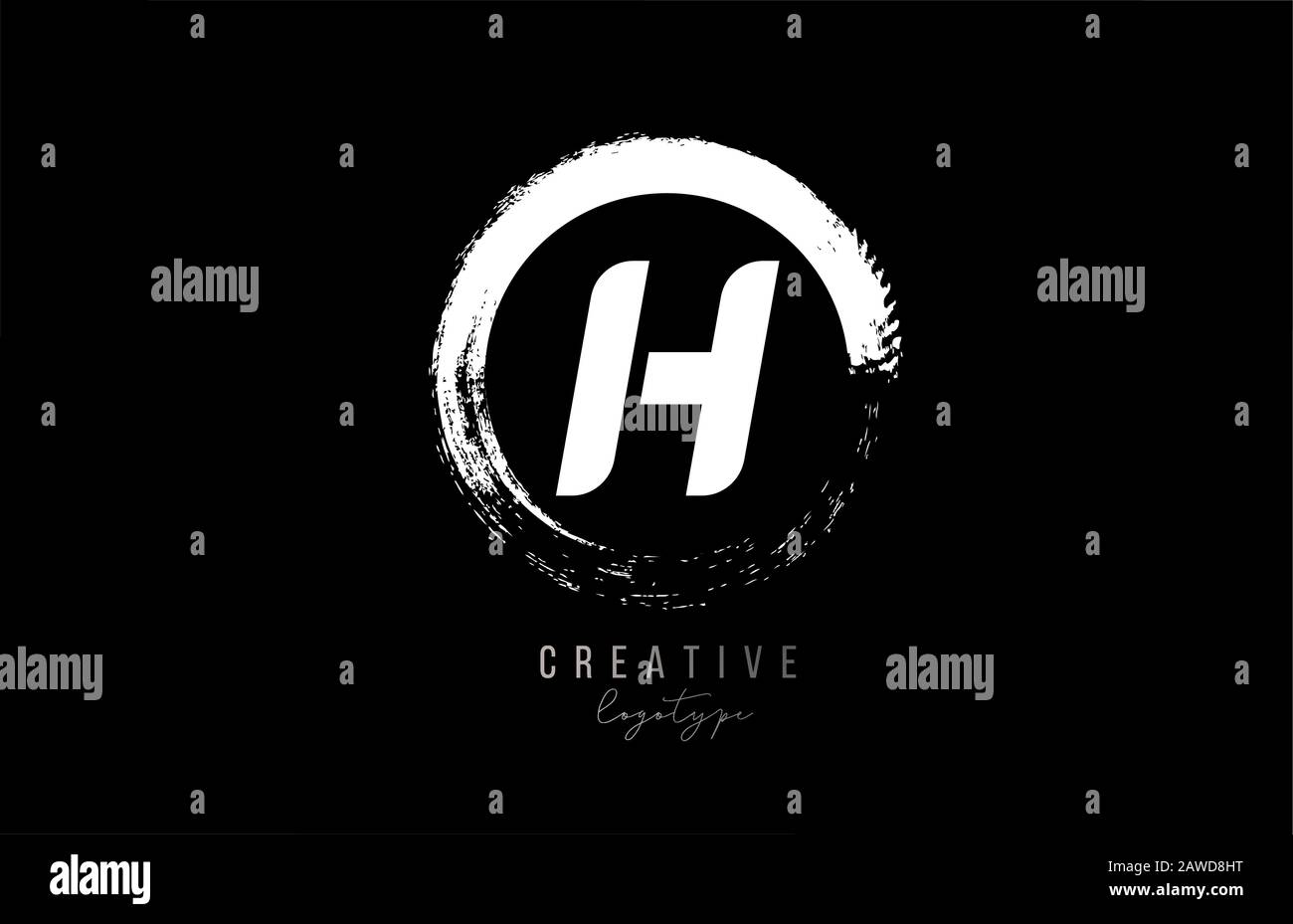 company business H letter alphabet circle logo black grunge icon design ...