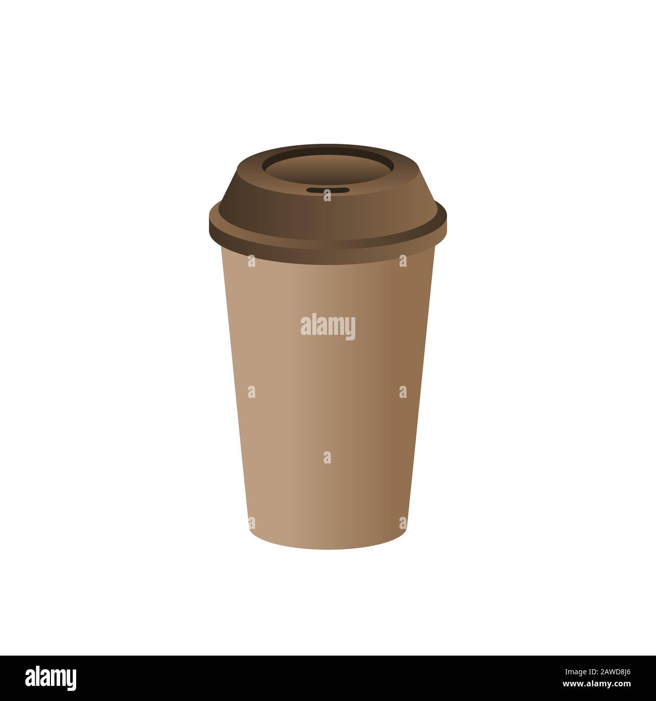 Brown paper cup with brown lid mockup. Realistic disposable coffee cup ...